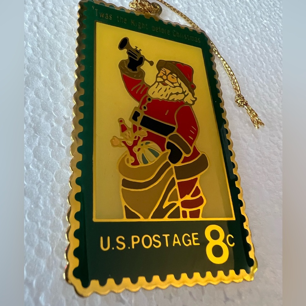 Winco Santa Claus 8c US Postage Stamp Christmas Ornament 22kt Gold Plated